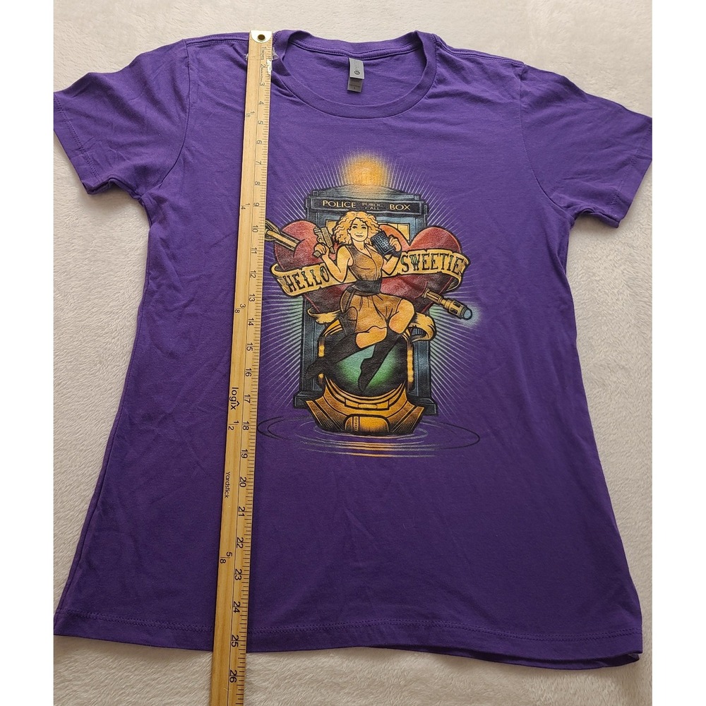 Doctor Who River Song Hello Sweetie Purple Graphic T-Shirt Women's Large Pinup - Picture 8 of 12